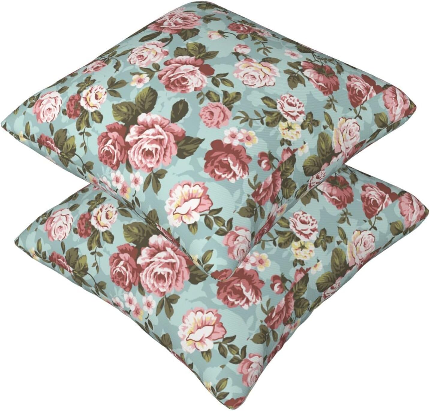 Blush Pink Rose Throw Pillow Covers Set of 2 Ultra-Soft All-Season Pillow Shams with Hidden Zipper,Durable for Sofa Bed Car Decor & Gift 18x18IN