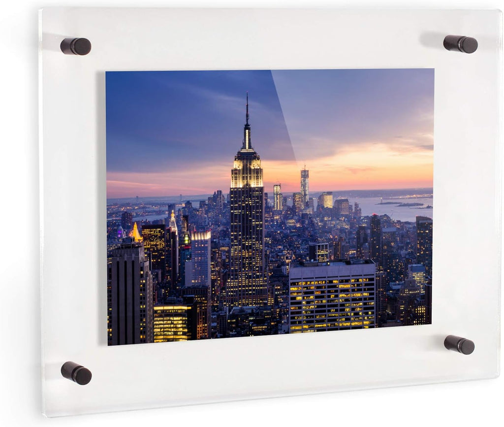 ArtToFrames 16x20 Inch Double Panel Floating Acrylic Picture Frame (Full Frame is 20x24) comes with Black Standoff Hardware, Made in the USA, 5 Pack