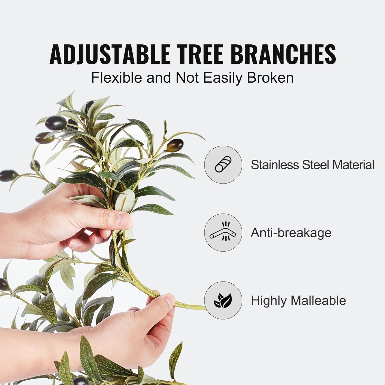 VEVOR Artificial Olive Tree, 5 FT Tall Faux Plant, Secure PE Material & Anti-Tip Tilt Protection Low-Maintenance Plant, Lifelike Green Fake Potted Tree for Home Office Warehouse Decor Indoor Outdoor