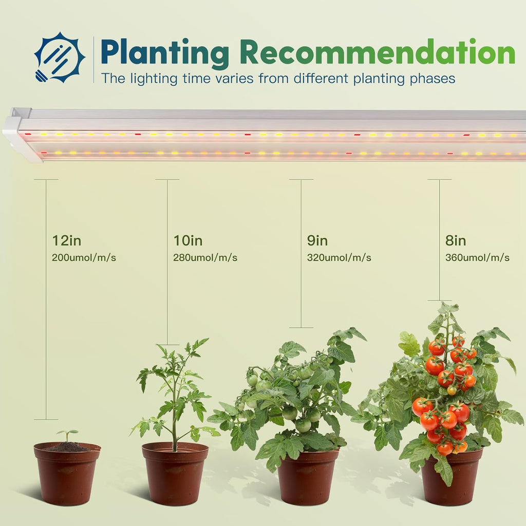 FREELICHT 4 Pack 4ft LED Grow Light with Timer, 60W (350W Equivalent), Sunlike Full Spectrum Integrated Plant Light for Hydroponic Indoor Plant Seedling Veg and Flower, Plug in with 3 Timing Modes