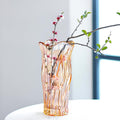 Glass Vase for Flowers, Gold Amber Clear Glass Vases for Centerpieces, Crystal Vase for Home Table Flower Decor 9.1 inches Tall