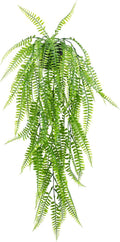Fake Hanging Plant with Pot, Artificial Potted Fern Plant, 28.7-In Long Faux ivy Vine for Shelf Home Office Indoor Outdoor Garden Greenery Decor (Black Pot)