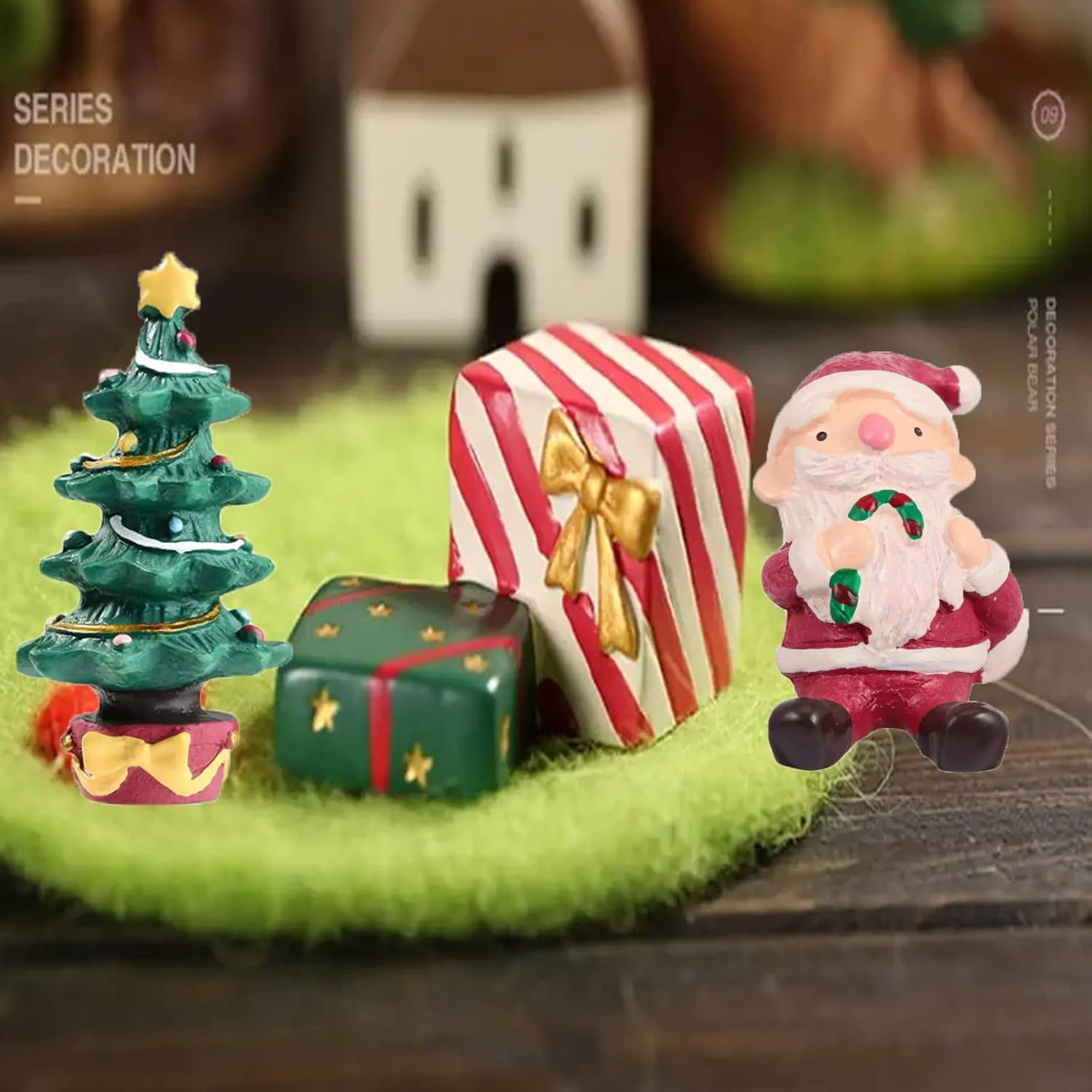 3 Pcs Christmas Aquarium Decoration - Cute Resin Ornament Fish Tank Decoration, Santa Christmas Tree Statue Supplies for Reptile House Cave Aquarium Xmas Decor