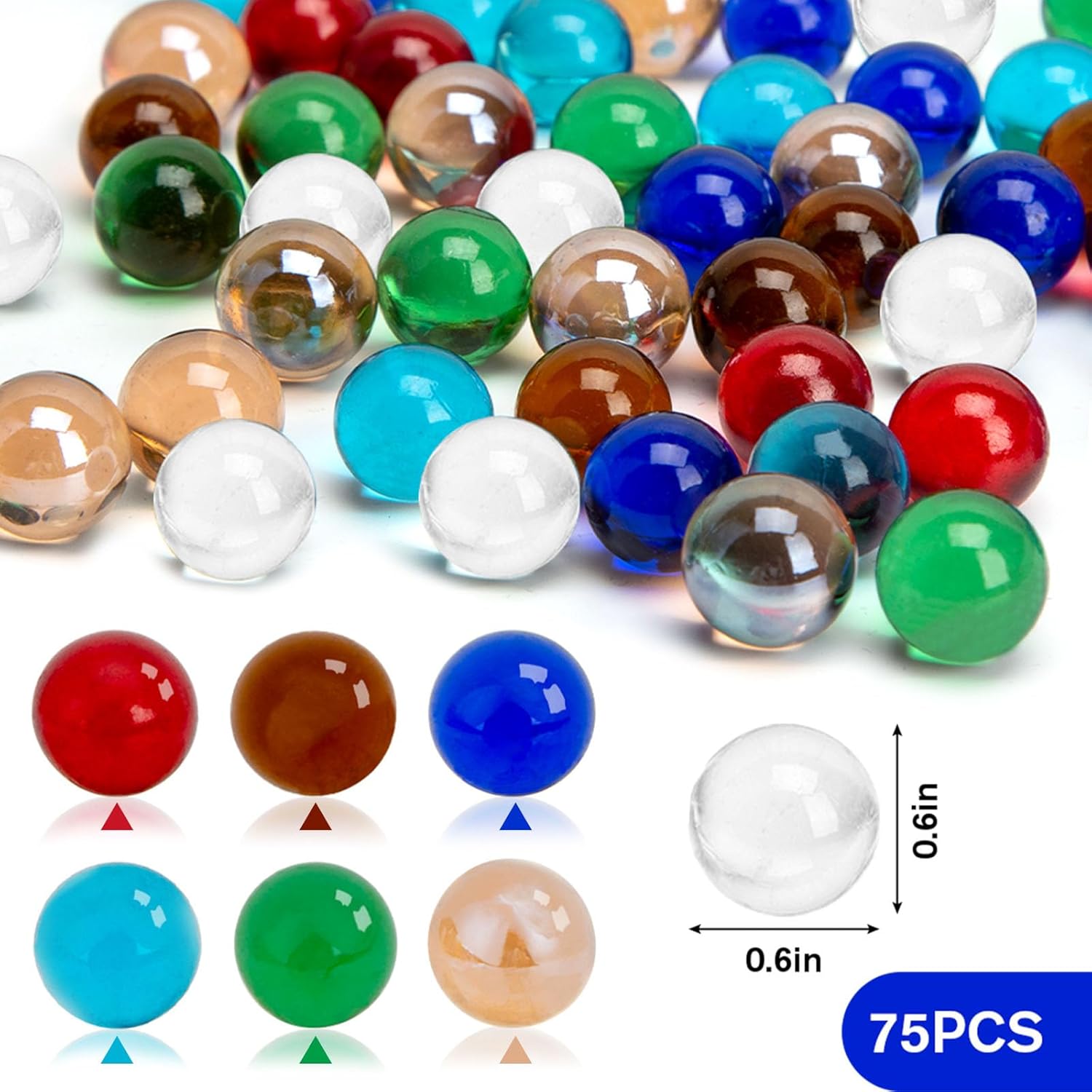 SallyFashion 75 PCS Glass Marbles Bulk, for Antique Wooden Marble Run, 7 Color