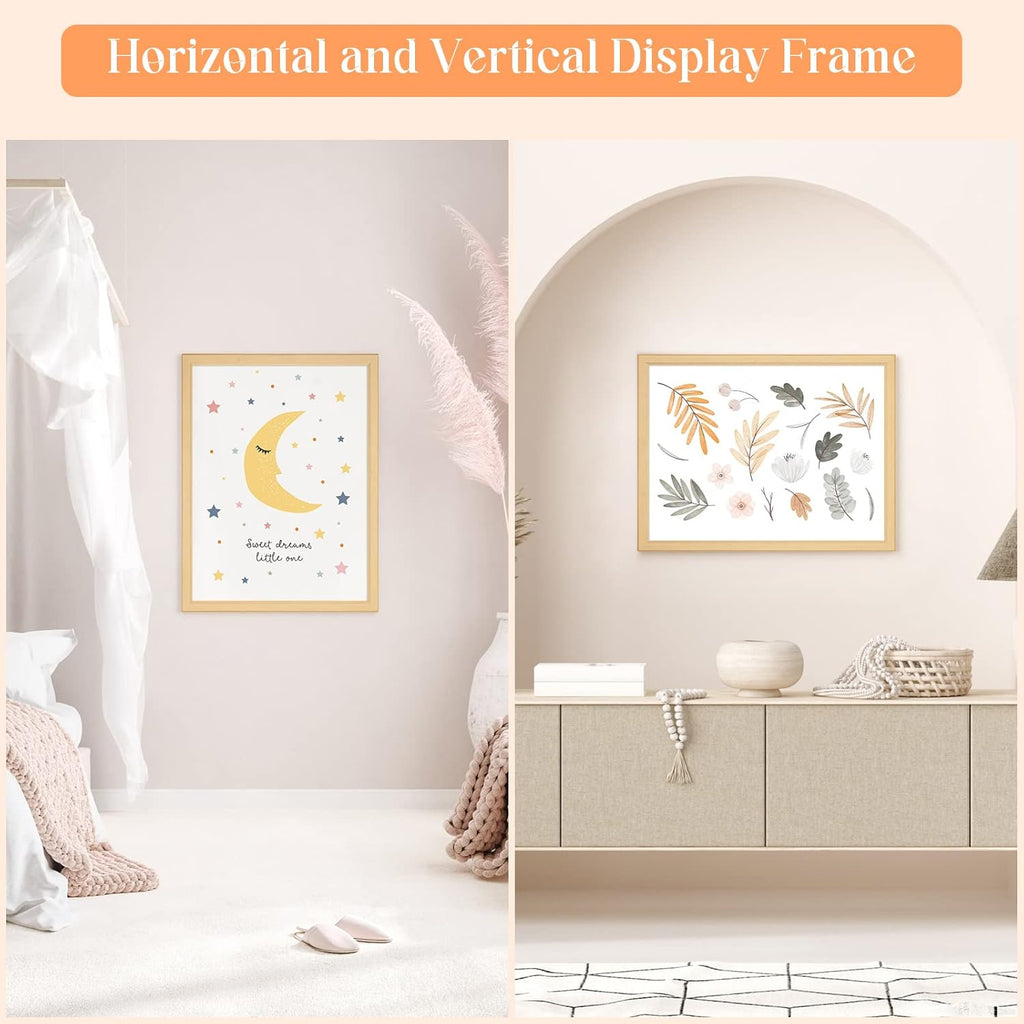 20x25 Wood Frame, Rustic Natural Wooden 25x20in Poster Picture Frame, Modern Beige Woodgrain 20 x 25inch Gallery Wall Photo Frame with HD Plexiglass, Horizontal Vertical Wall Mounting Display 1pcs