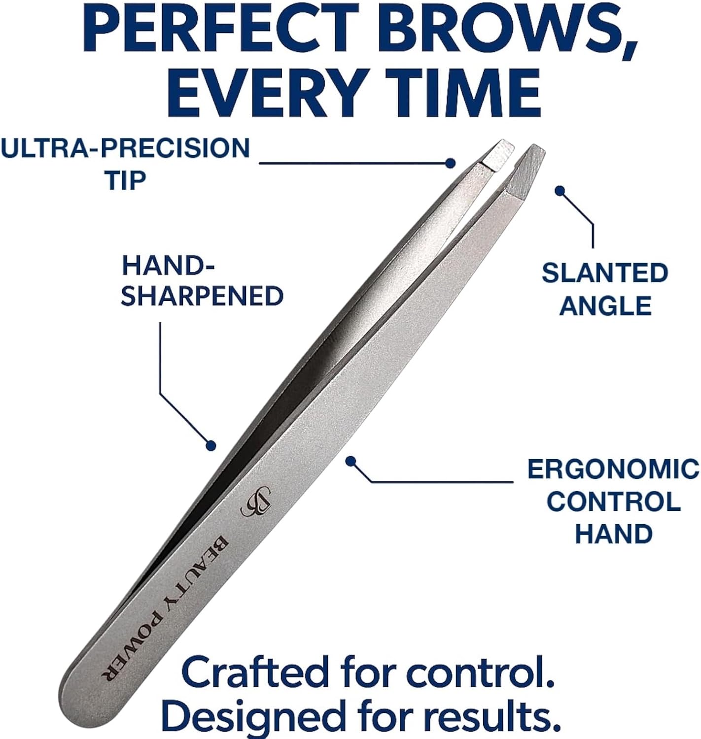 Professional Tweezers in Case - Slant, Durable Lightweight German Stainless Steel, Ultra Precision Tweezers for Eyebrows, Facial Hair, Chin, and Ingrown Hair Removal - Gift (Matte Gray)