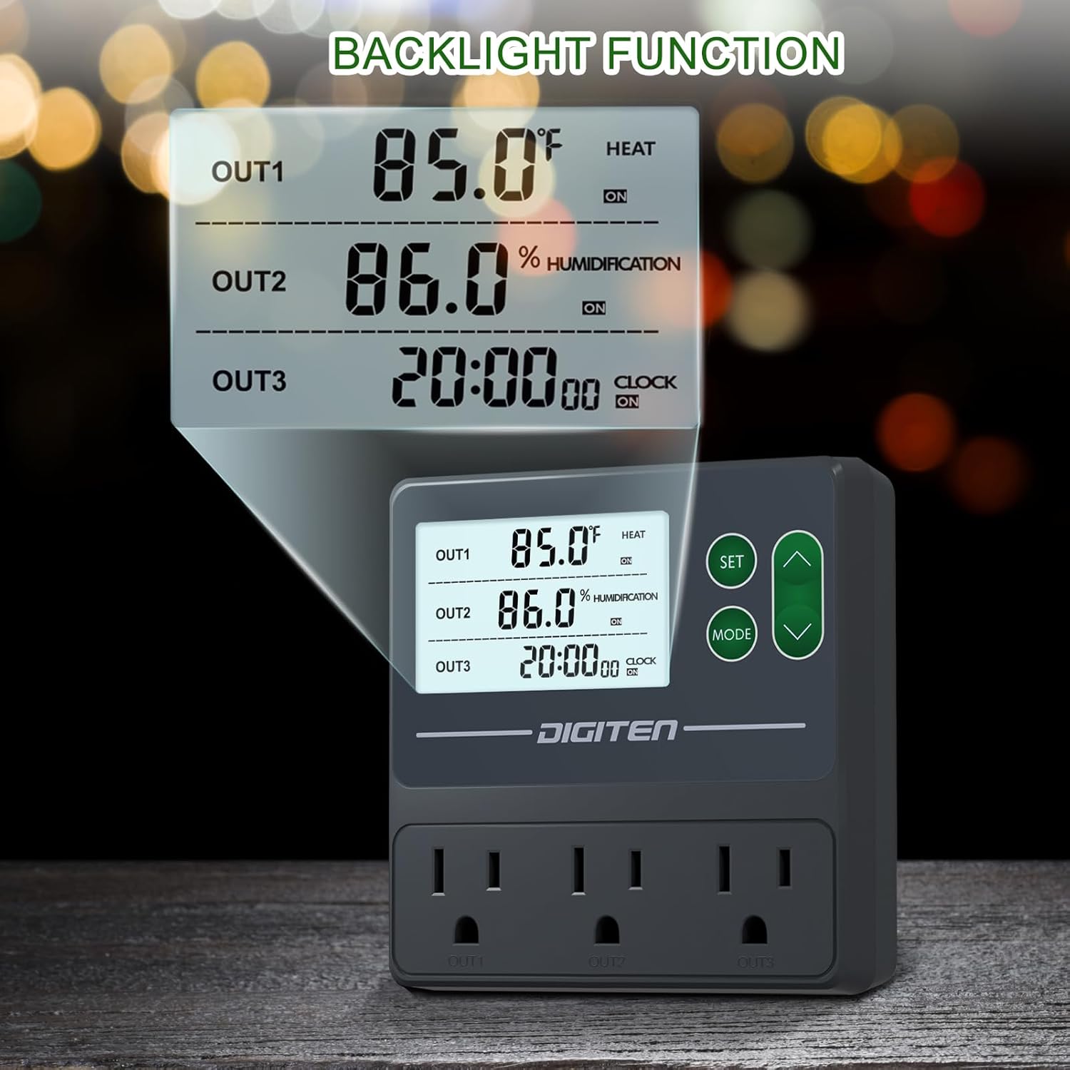 Dual Probe Temperature & Humidity Controller, Independent Sensors for Precise Temperature and Humidity Control, Compatible with Humidifiers, Dehumidifiers, Heating & Cooling Systems