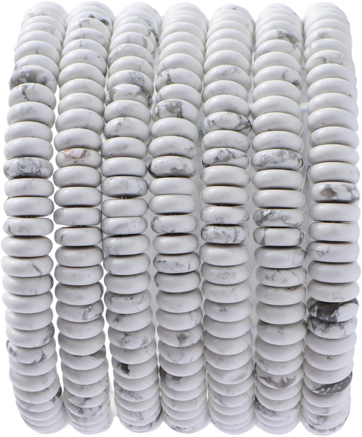 Natural White Howlite Disk Stone Spacer Beads 6x2mm 38cm/str Flat Rondelle Loose Semi Gemstone Caps for Making Bracelets Necklace