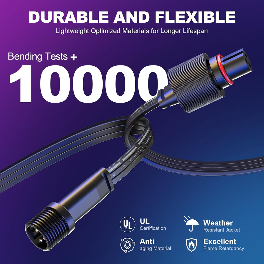 Permanent Outdoor Lights Y-Shaped Extension Cable,H705A H705B H705C H706A H706B H706C,3 Pin Power Cord, Compatible with Go-ee Permanent Outdoor Lights/Lights Pro (Black Y-Shaped)
