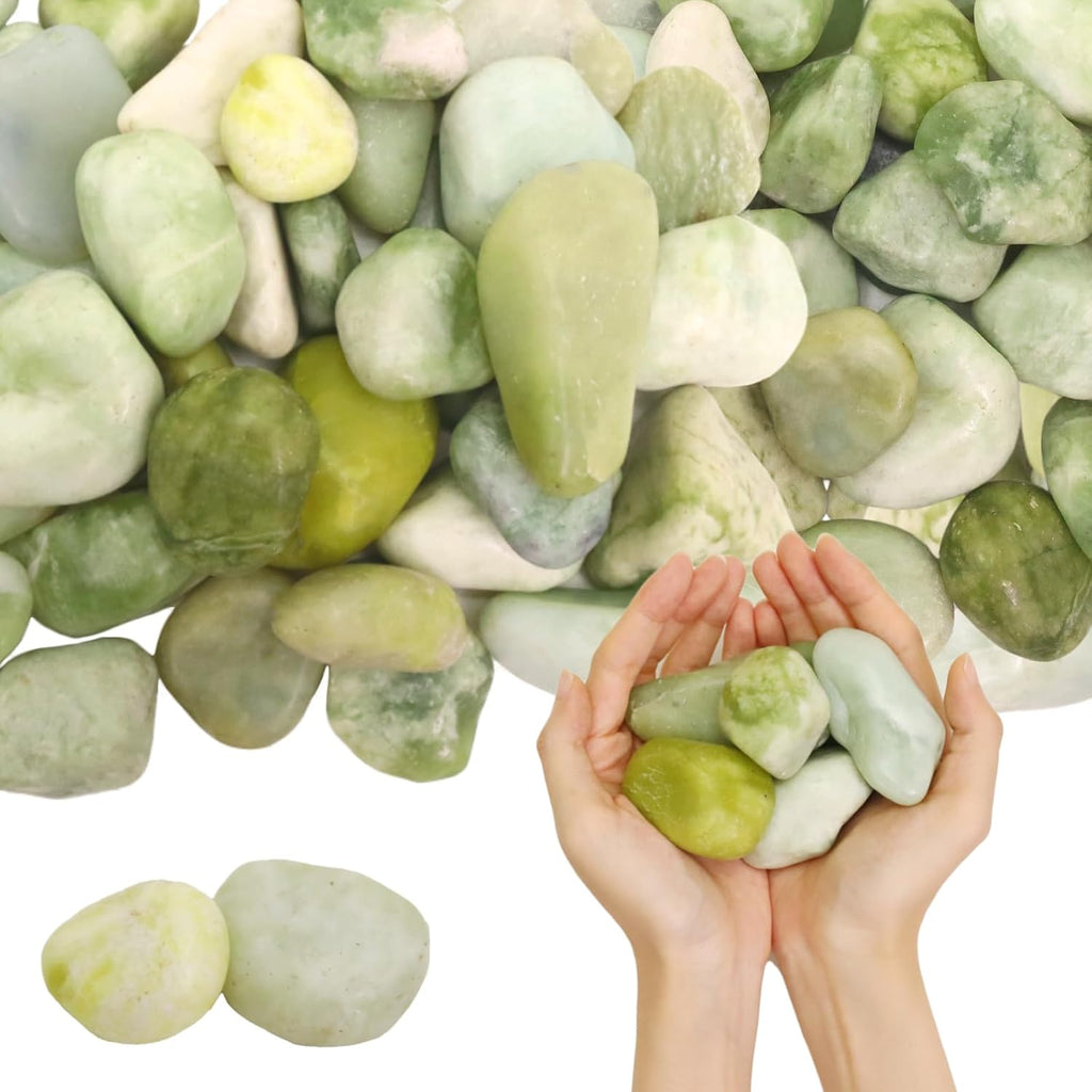 10Ib Jade River Rocks for Landscaping-Polished Pebbles for Plants-Garden Decorative Stones-1-2 Large Plant Rocks,Ideal for Aquarium, Home Decor