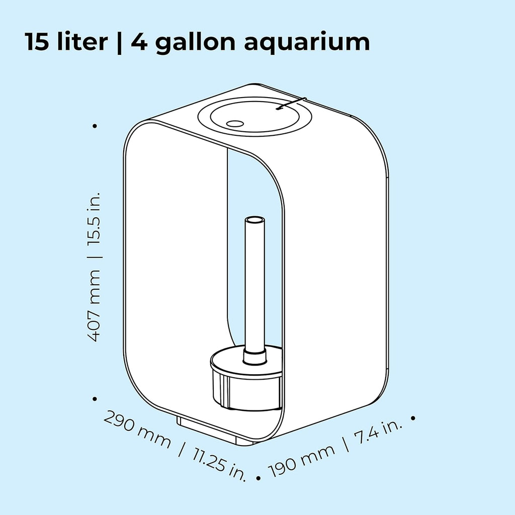 biOrb Life 15 Acrylic 4-Gallon Aquarium with White LED Lights Modern Compact Tank for Tabletop or Desktop Display, Transparent