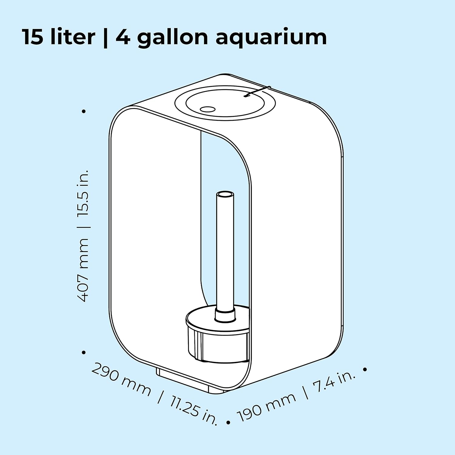 biOrb Life 15 Acrylic 4-Gallon Aquarium with White LED Lights Modern Compact Tank for Tabletop or Desktop Display, Transparent
