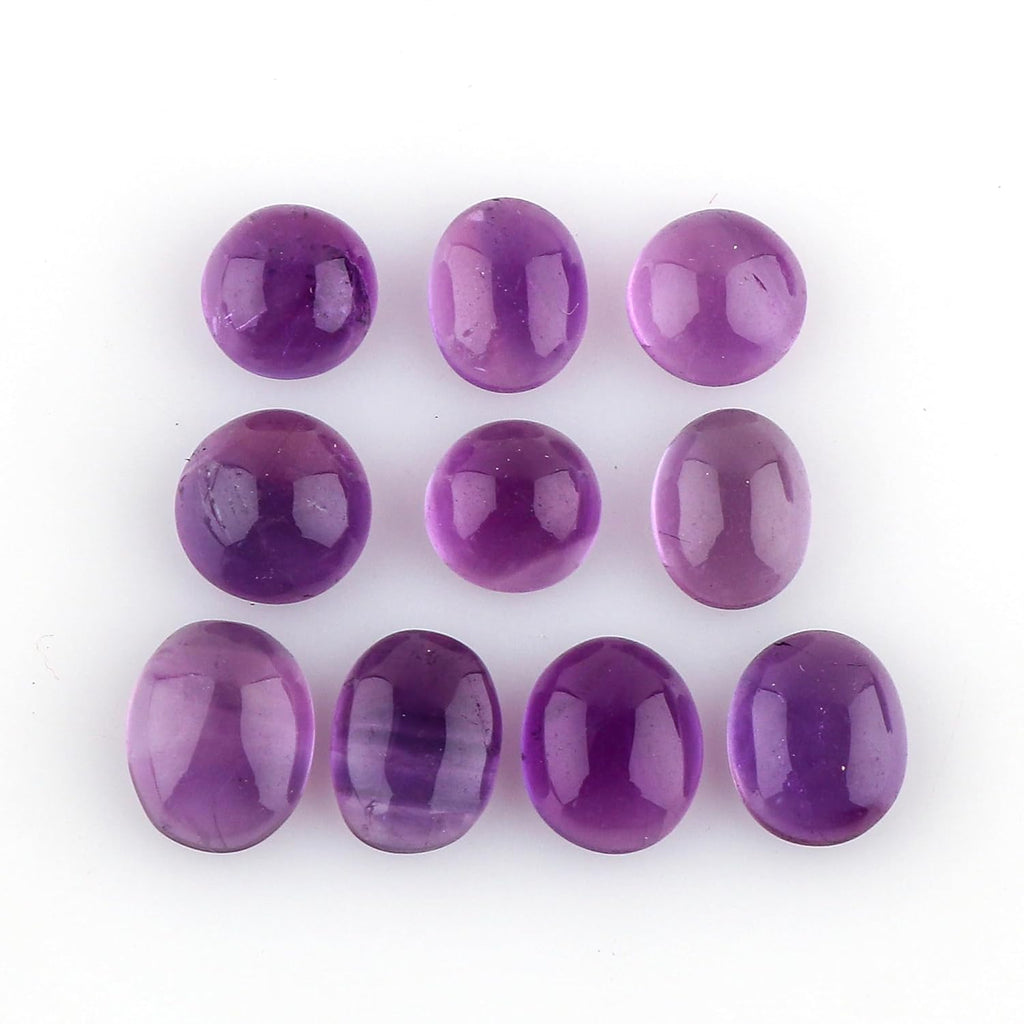 CRYSTALIS Wholesale 10pcs Natural Amethyst Loose Gemstone Bulk Cabochons Jewelry Making Supply, Chakra Healing Polished Stones, Wire Wrapping, DIY, Gem Collection, Mix-Shape, 6-10mm