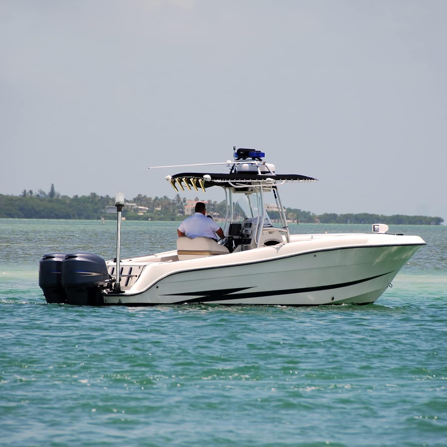 Stern Light Anchor Light LED Marine Boat Navigations Lights Pole USCG 2 NM All Round White Removable 2 Pin 10-24 Volt 24 Inches (Plug In Angled Base)