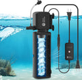 AquaMiracle Aquarium Filter with U - V Light & Filter Sponge, Fish Tank Filter with Timer for Green Water, Turtle Filter with Aeration & Rainfall Mode for Aquarium 60-150 Gallon