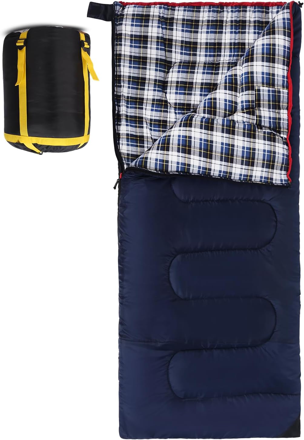 REDCAMP Cotton Flannel Sleeping Bag for Camping Backpacking, Adults Cold Weather Envelope Sleeping Bags with 2/3/4/6lbs Filling