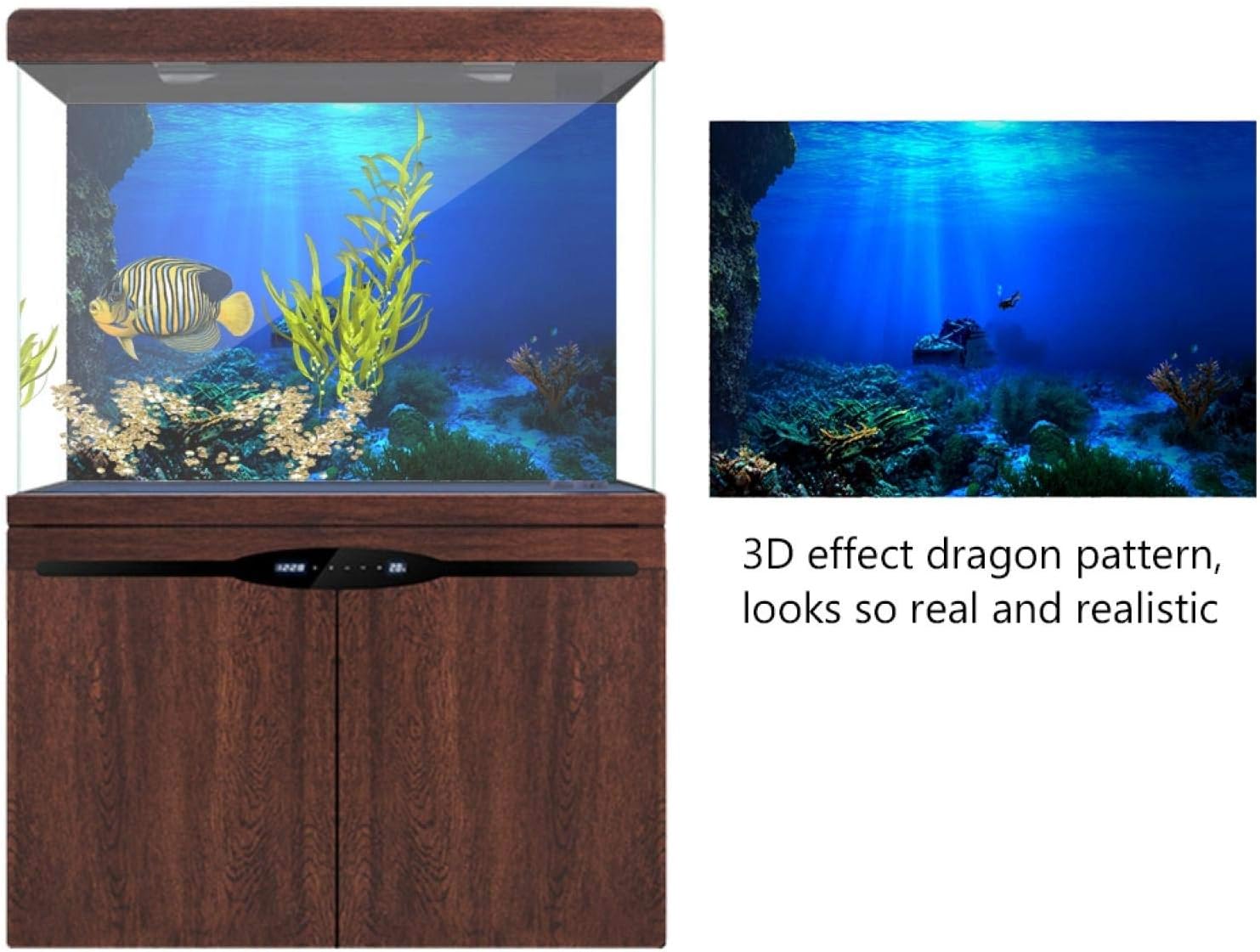 Aquarium Poster, Underwater Background Sticker Thicken PVC Adhesive Static Cling Backdrop Fish Decorative Paper(122×46cm)
