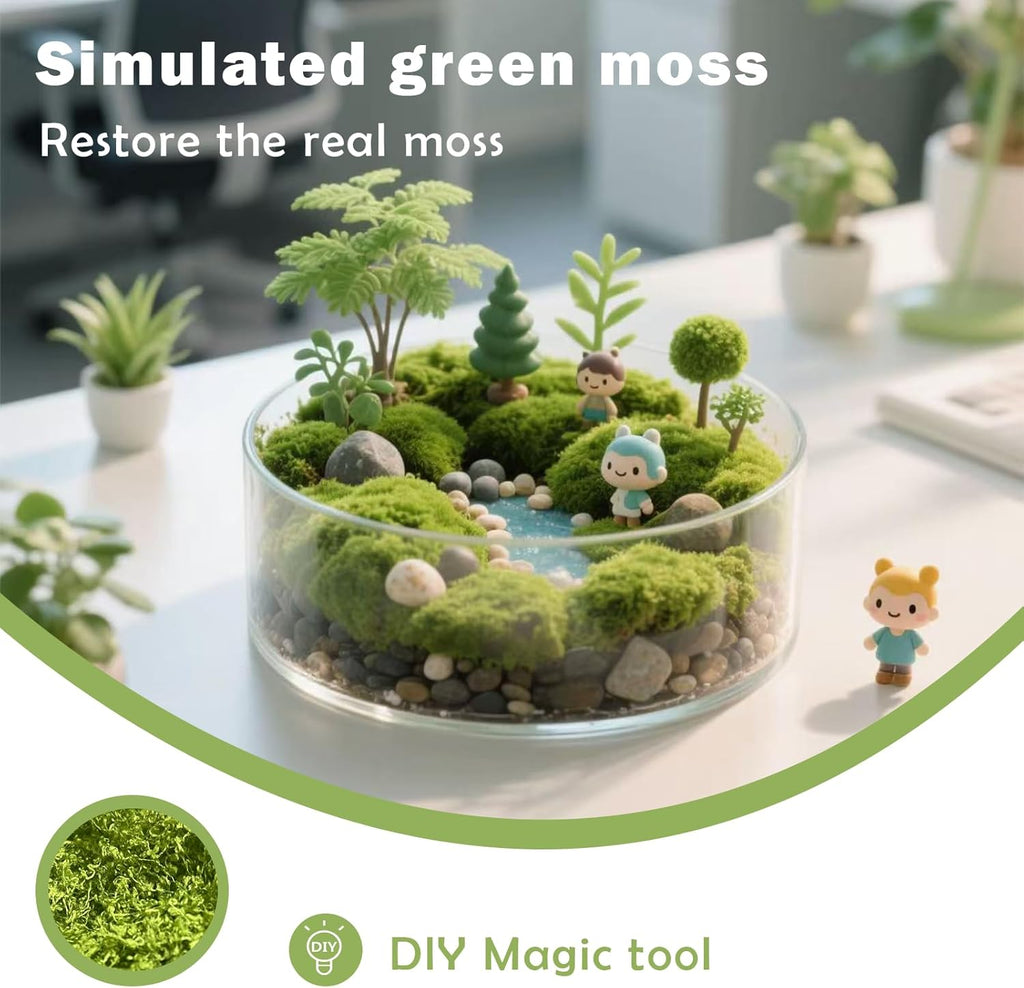 Artificial Faux Moss, 7.05 oz Fake Green Moss for Crafts Preserved, Artificial Moss for DIY Scenery, Fake Moss Decor Decorative Table, Centerpieces Decor, Fairy Garden, Floral Wedding (200g)