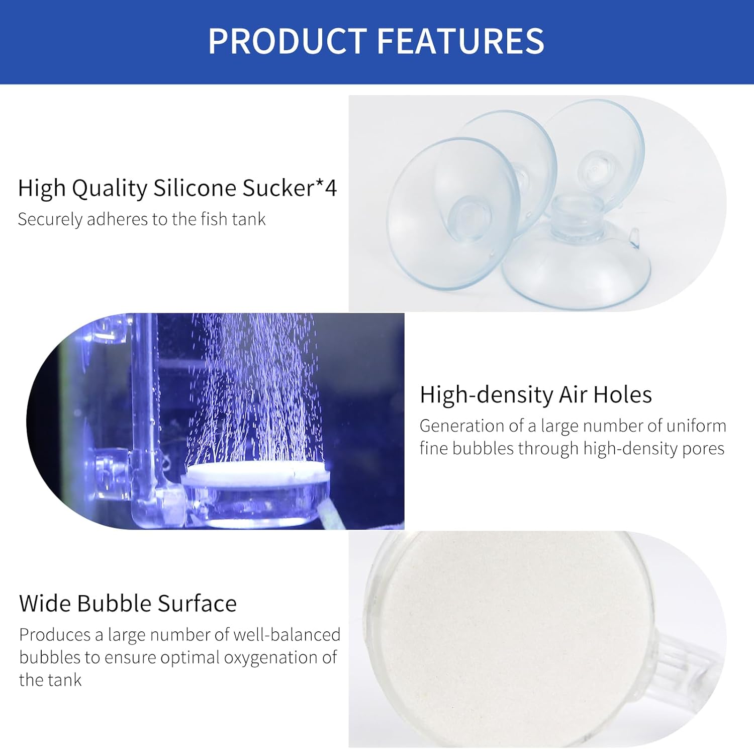 Aquarium Air Stone,1.4 Inch Fish Tank Nano Bubble Stone Kit with Check Valve and Control Valve Quiet Extremely High Dissolved Oxygen Diffuser Makes Extremely Tiny Bubbles for Betta Fish,Shrimp