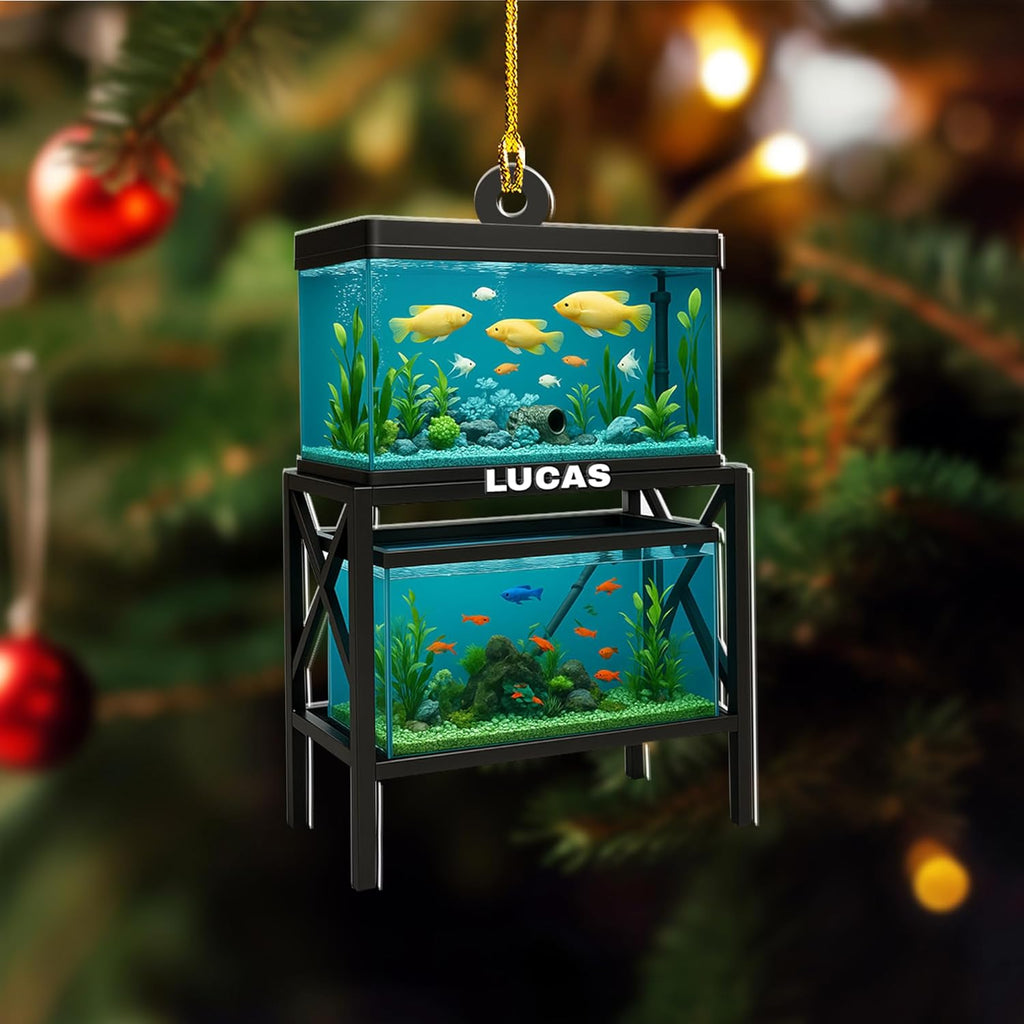 Personalized Aquarium Fish Tank Christmas Ornament 2025, Custom Name Clownfish Holiday Tree Decoration, Unique Keepsake Gift for Fish Lovers, Pet Owners, Kids, Aquarists (ON1)