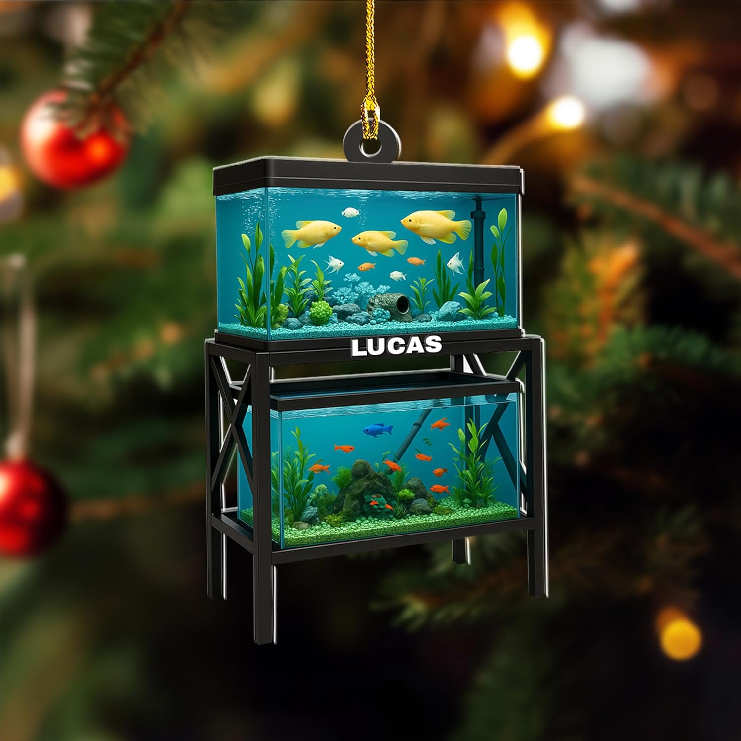 Personalized Aquarium Fish Tank Christmas Ornament 2025, Custom Name Clownfish Holiday Tree Decoration, Unique Keepsake Gift for Fish Lovers, Pet Owners, Kids, Aquarists (ON1)