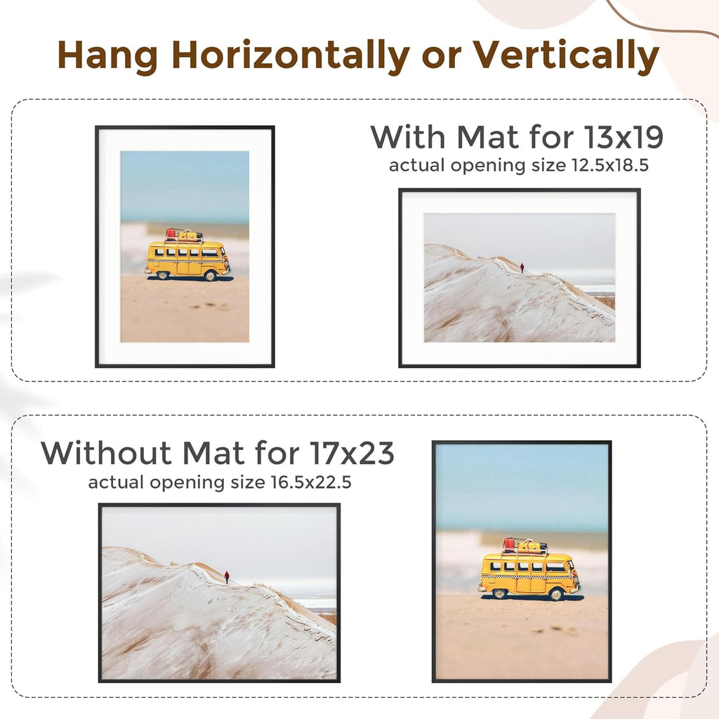 Fun Memories 17x23 Picture Frame, Metal Picture Frame Wall Mounting Horizontally or Vertically - Poster Frame Simple and Elegant Decor for Wall - Black