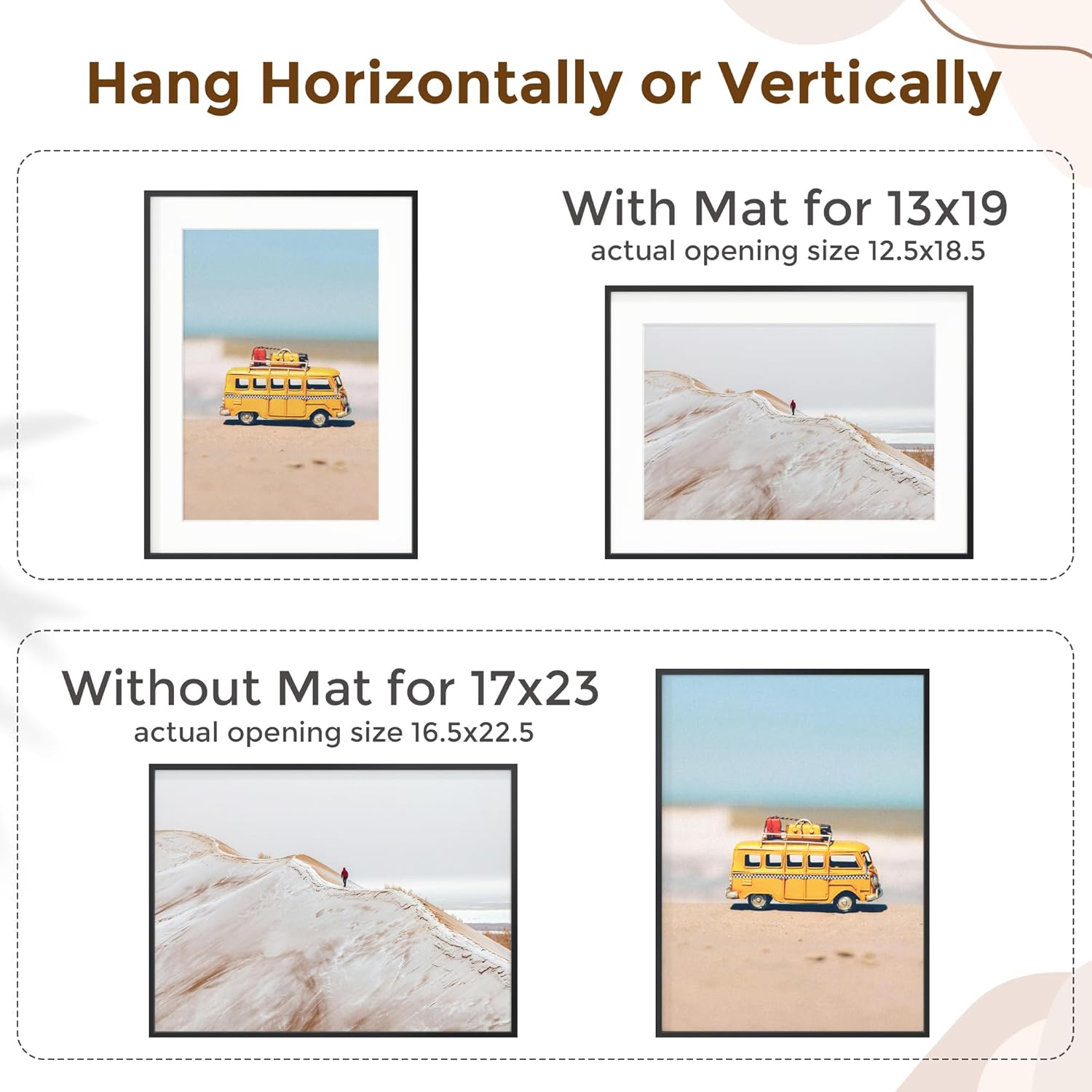 Fun Memories 17x23 Picture Frame, Metal Picture Frame Wall Mounting Horizontally or Vertically - Poster Frame Simple and Elegant Decor for Wall - Black