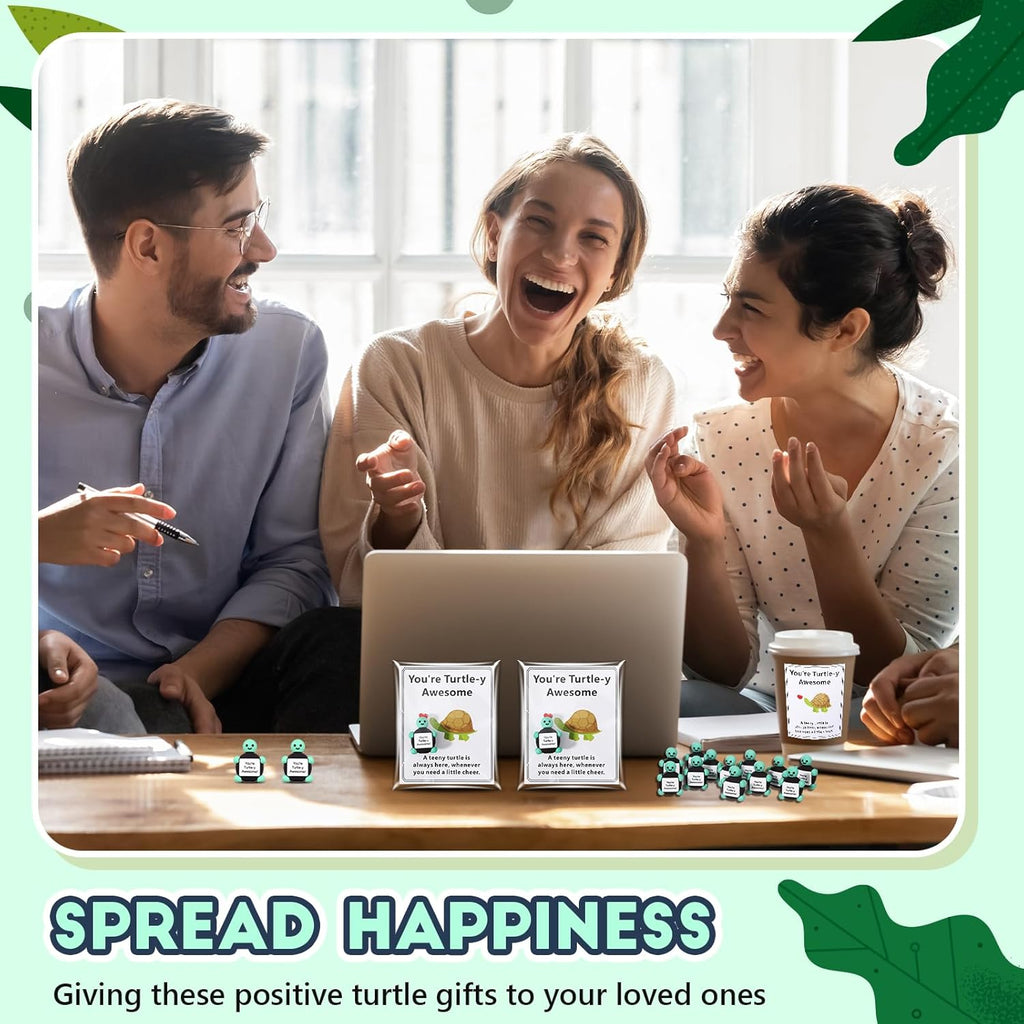 Gejoy 75 Pcs Inspirational Turtle Gifts Bulk Include 25 Mini Rubber Turtle 25 Motivational Card 25 Package Bag You're Turtley Awesome Positive Gifts for Employee Coworker Staff Teacher Team Friends