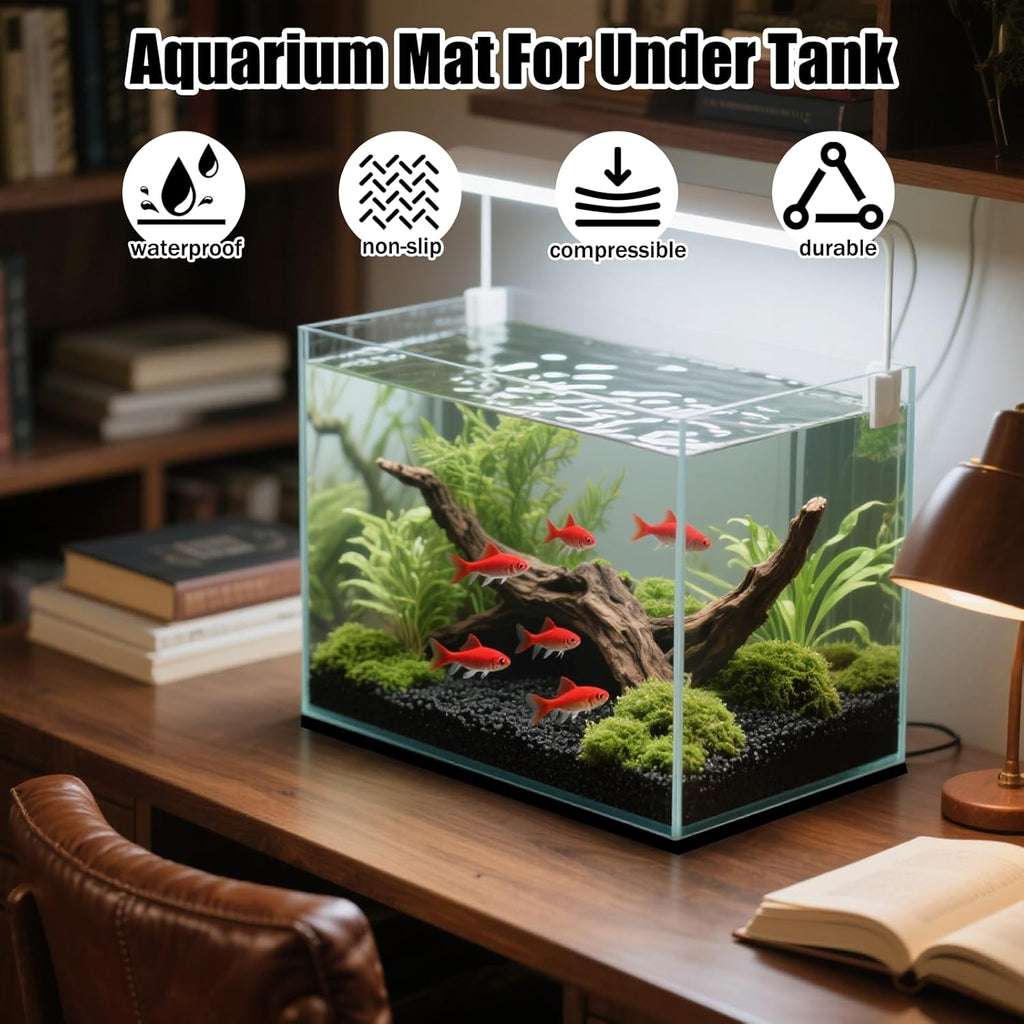 Aquarium Leveling Mat, 21.6 x 13Inch Aquarium Fish Self Leveling Mat for Under Tank, Waterproof Compressible Neoprene Mat, Neoprene Sponge Foam Rubber Sheet Roll Without Adhesive