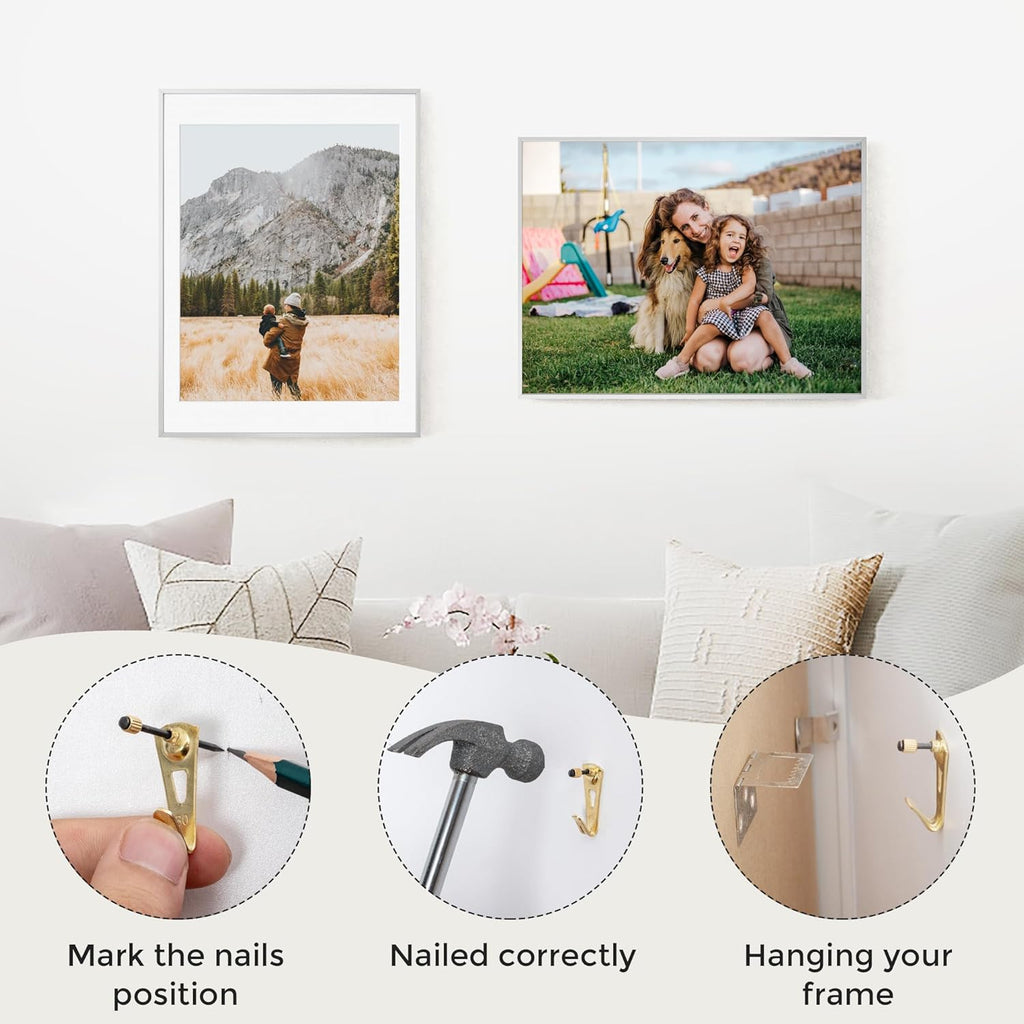 27x40 Metal Picture Frame with 24x36 Mat, Brushed Aluminum Finish, Tempered Glass Front, and Attached Hanging Hardware - Versatile Wall Display Frames for Vertical or Horizontal Orientation(Silver,