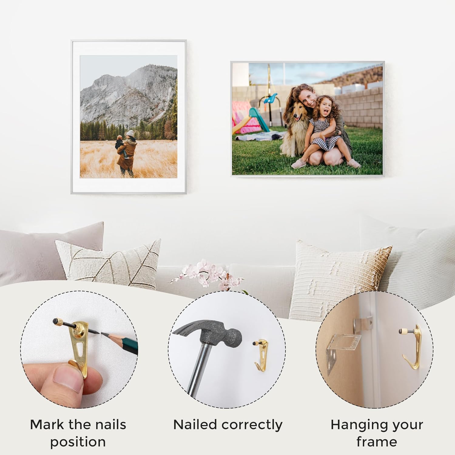 20x30 Metal Picture Frame with 16x24 Mat, Brushed Aluminum Finish, Tempered Glass Front, and Attached Hanging Hardware - Versatile Wall Display Frames for Vertical or Horizontal Orientation(Silver,
