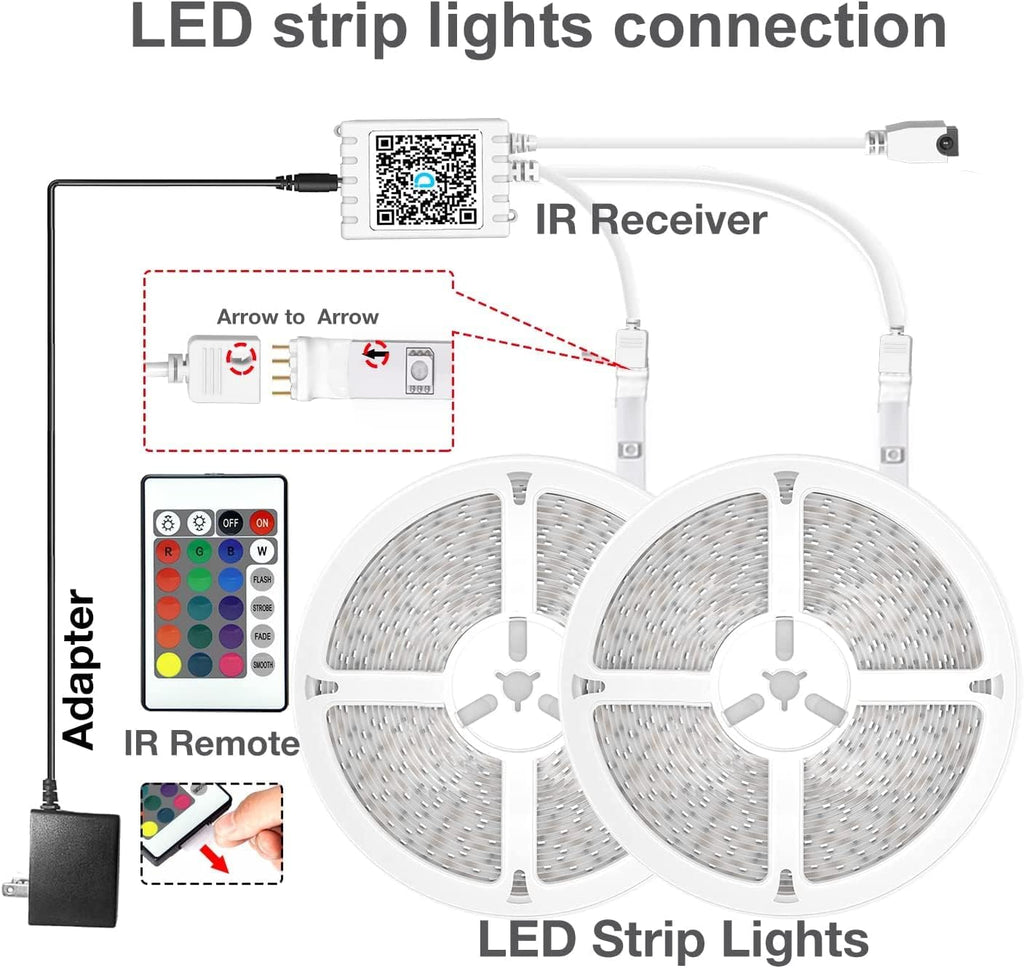 DAYBETTER LED Strip Lights 400ft (4 Rolls of 100ft), Color Changing Lights Strip for Bedroom, Desk, Indoor, Room Bedroom, Girl Boy Brithday Gifts RGB Decor with Remote and 24V Power Supply
