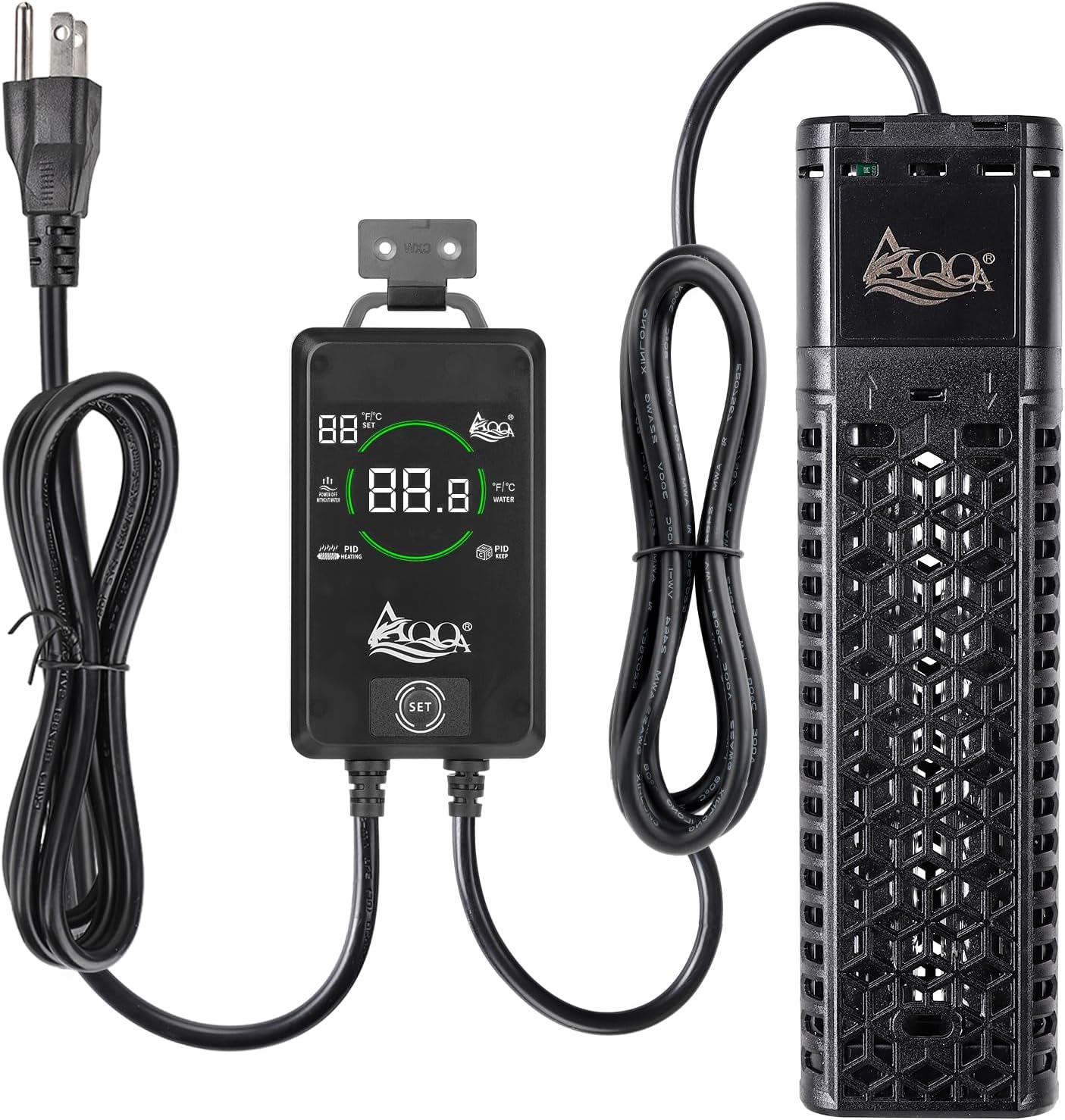 AQQA 1000W Aquarium Heater for 135-172 Gallon, Dual Quartz Submersible Fish Tank Heater with Digital Controller, 59-93°F Adjustable Temp, Dry Burn & Overheat Protection – for Freshwater & Saltwater