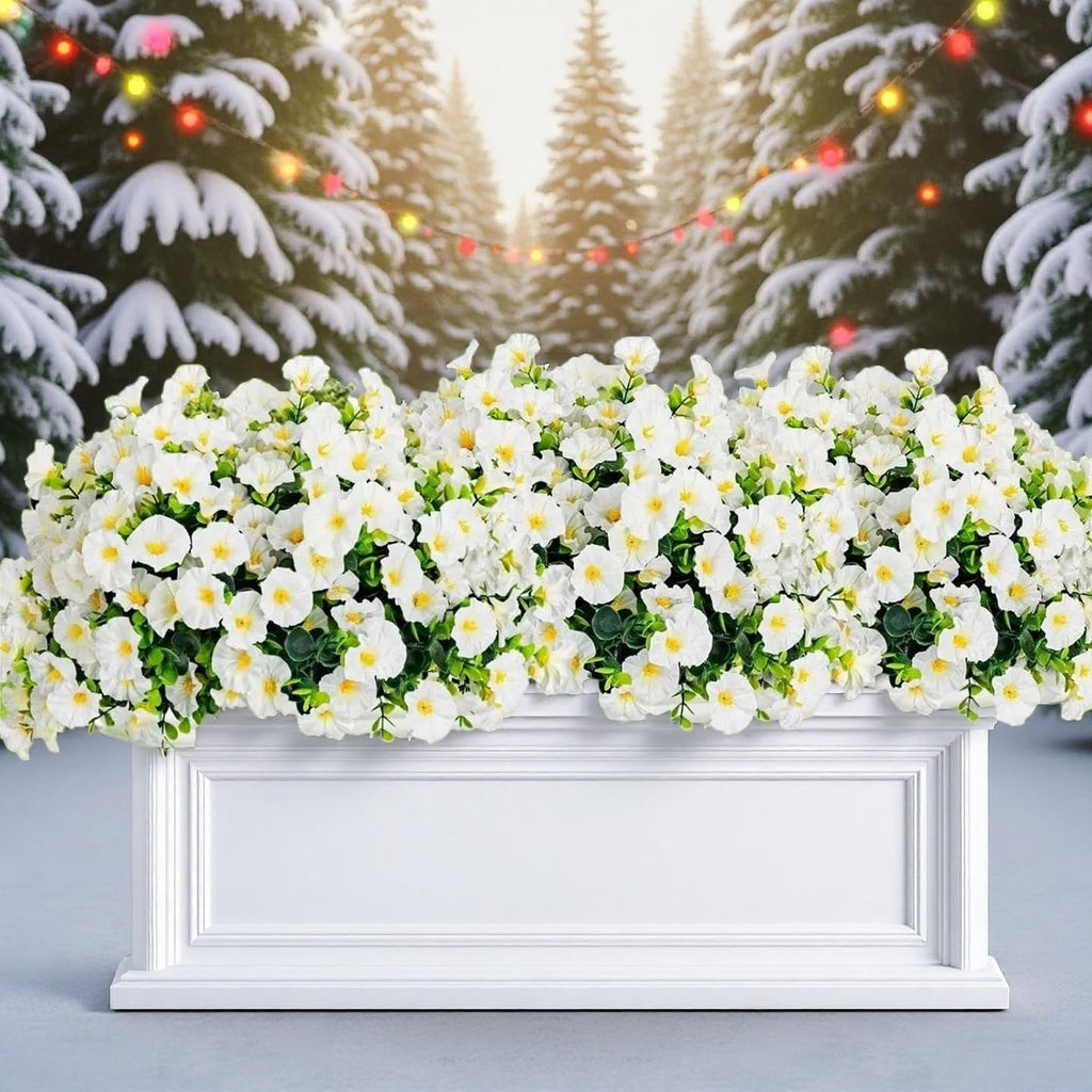 Artificial Flowers for Outdoors - UV Resistant & Fade-Resistant Fake Flowers, 10 Bundles Waterproof Faux White Eucalyptus for Garden, Yard, Patio, Wedding & Home Decor 10 White Bundles