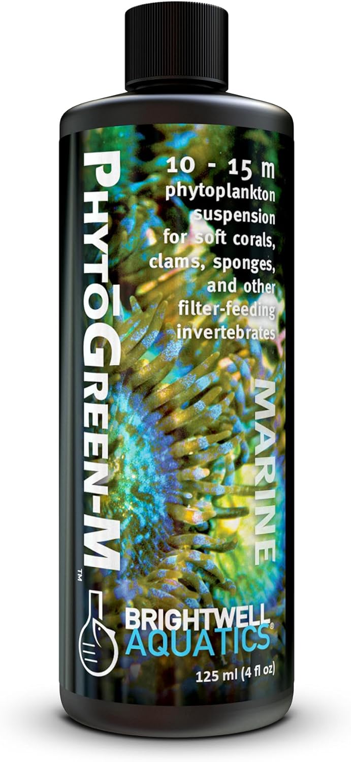 Brightwell Aquatics PhytōGreen-M Marine Phytoplankton for Reef Aquariums – Supports Corals, Sponges, Clams, Tube Worms & Filter Feeders – Amino Acids, EPA, 125 ml