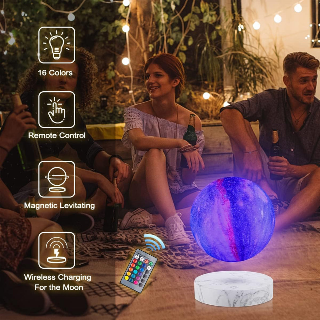 VGAzer Levitating Moon Lamp,Floating and Spinning in Air Freely with 3D Printing LED Moon Light Has 16 Colors 20 Modes for Unique Christmas Gifts,Room Decor (Marble Base 16 Colors Galaxy Moon)