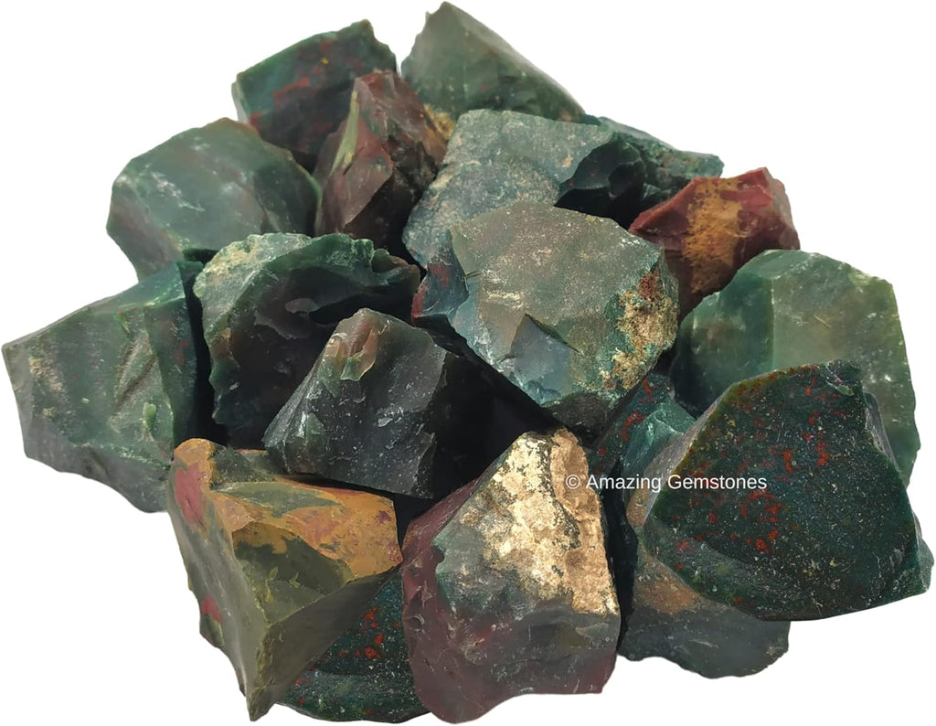 Amazing Gemstone Bloodstone Raw Crystals and Healing Stones, Natural Rocks for Tumbling and DIY Raw Stones and Crystals (1 LB)
