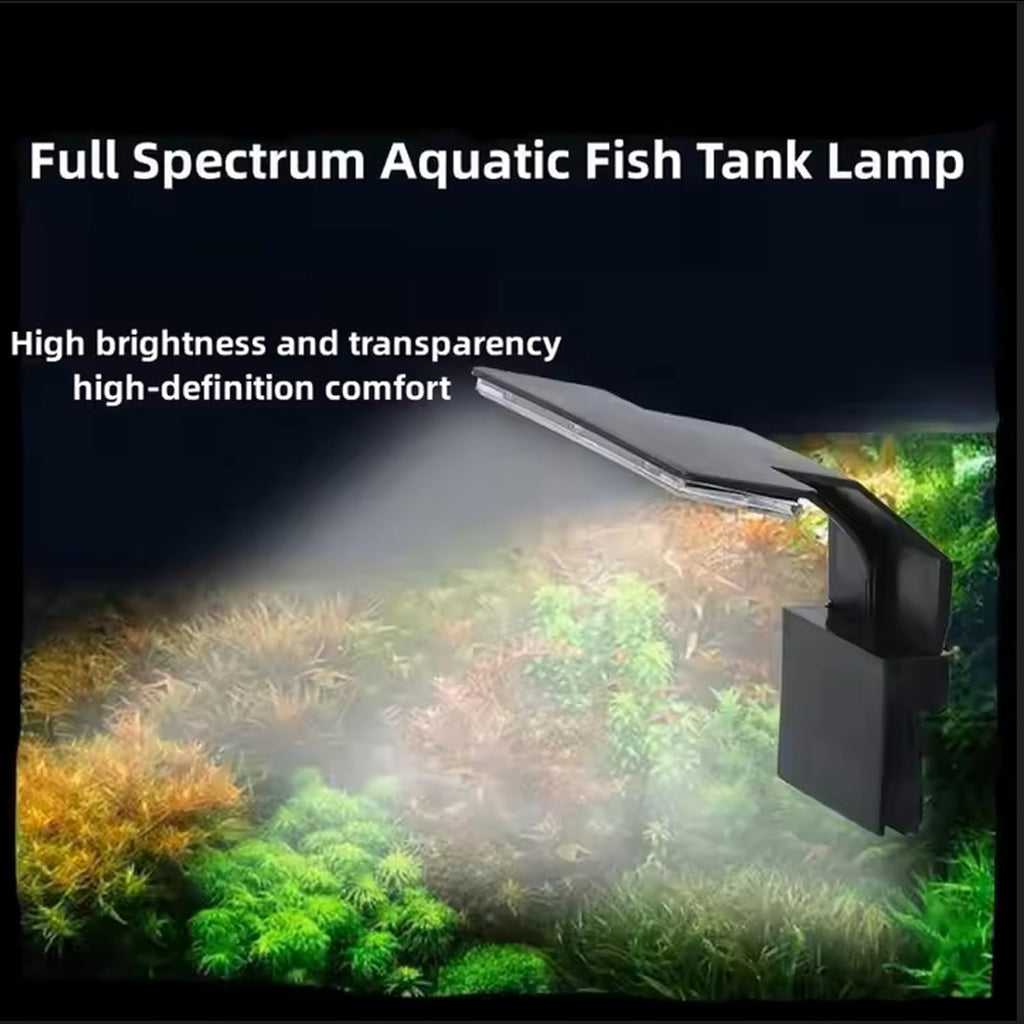 Mini Clip-On Aquarium Light 5W Full Spectrum LED Fish Nano Tank Light with Timer & Dimmer and 3 Lighting Modes for Freshwater Plants & Tropical Fish Ideal for 4–14 Inch Tanks (1-5 Gallons)