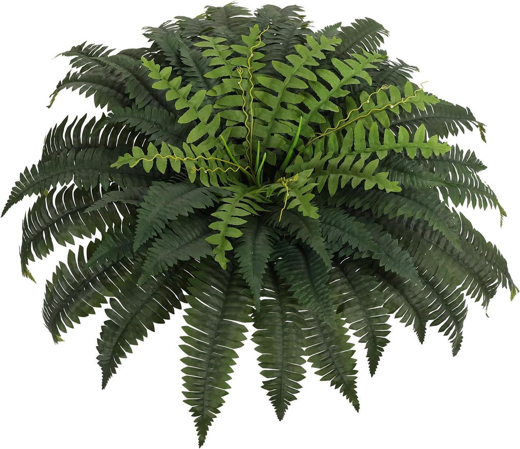 JUSTOYOU 36" Artificial Boston Fern Bush, Artificial Ferns for Outdoors Large 1 Pc with 60 Fronds Faux Ferns UV Resistant Fake Plants for Indoor and Outdoors Home Office Greenery Decor