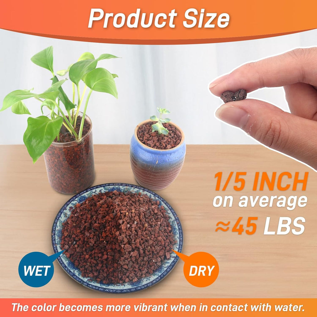 45Lb Horticultural Lava Rock - Succulent Soil Amendment, Decorative Cactus Soil Potting Mix, Volcanic Rock for Aquarium, Fairy Gardening Top Dressing, Plant Drainage