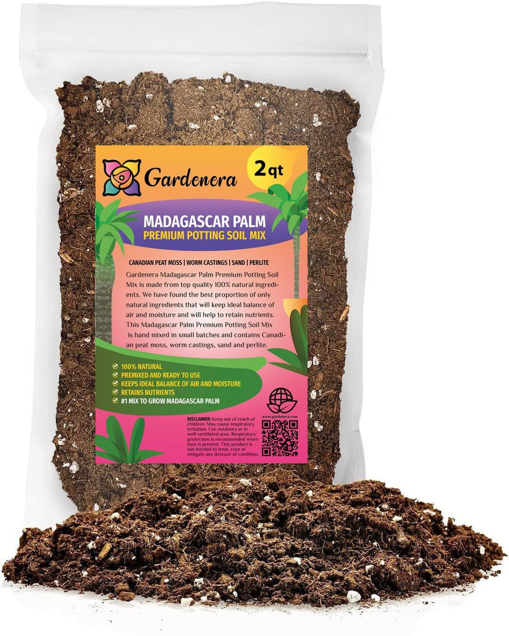 Elevate Your Madagascar Palm Oasis with Gardenera's Organic Potting Mix - Tailored for Robust Palms and Striking Form - 2 Quart