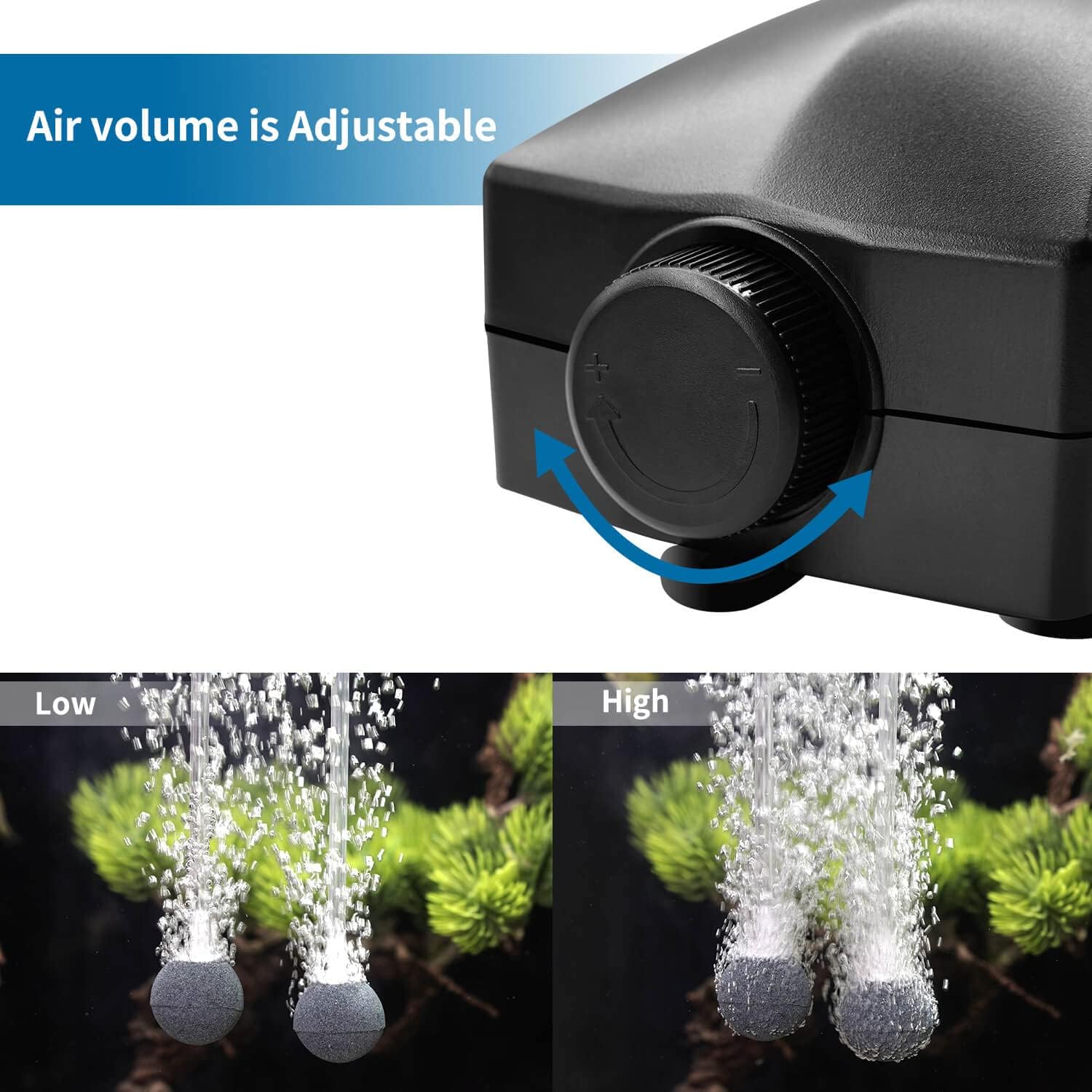 Aquarium Air Pump Single Outlet/Dual Outlet Adjustable Aerator with Accessories for 10-100 Gallon Fish Tank