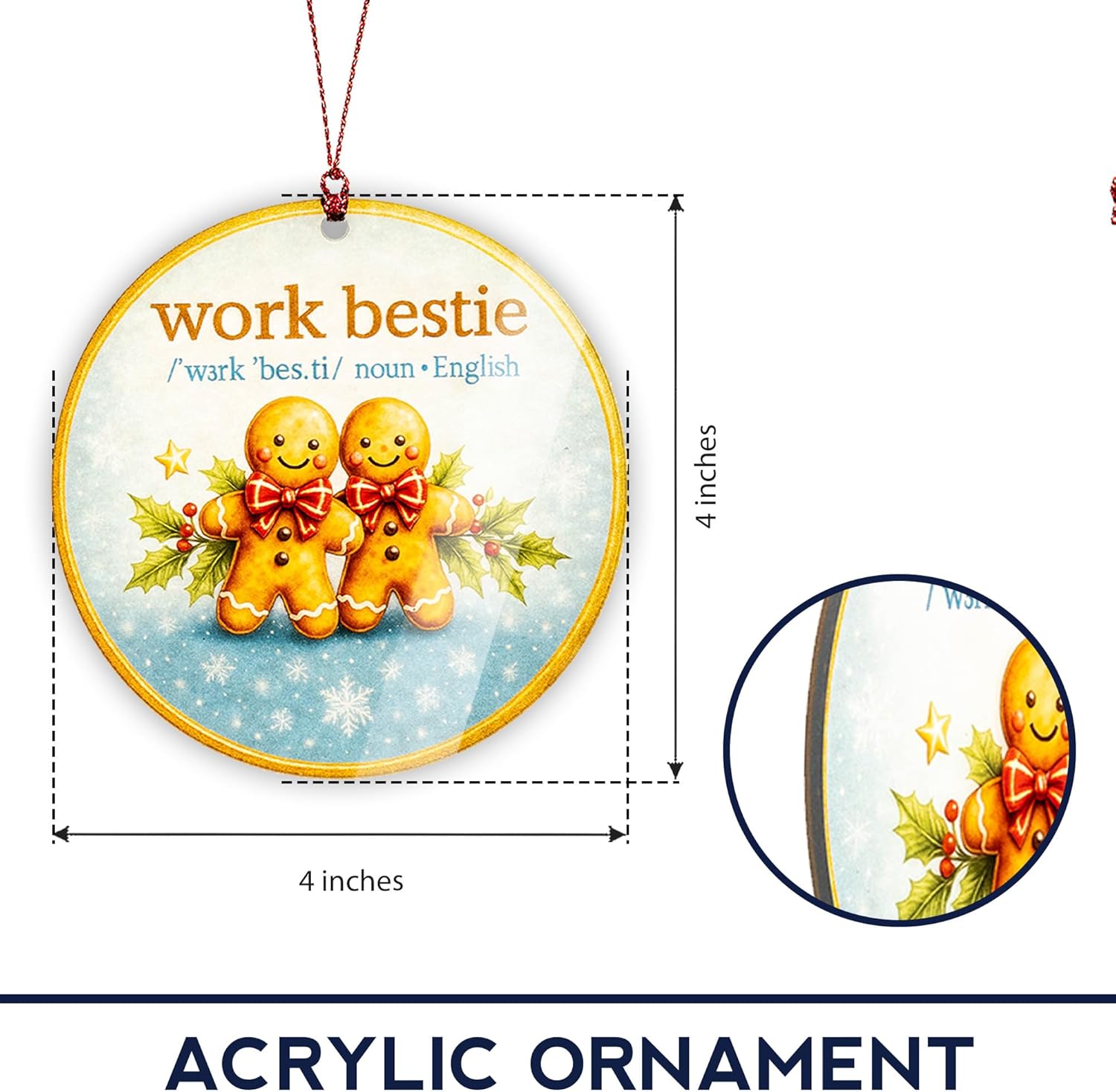 Work Bestie Ornament – Coworker Office Best Friend Ornaments - Work Bestie Gingerbread Gift - Funnyny Work Ornament – Christmas 2025
