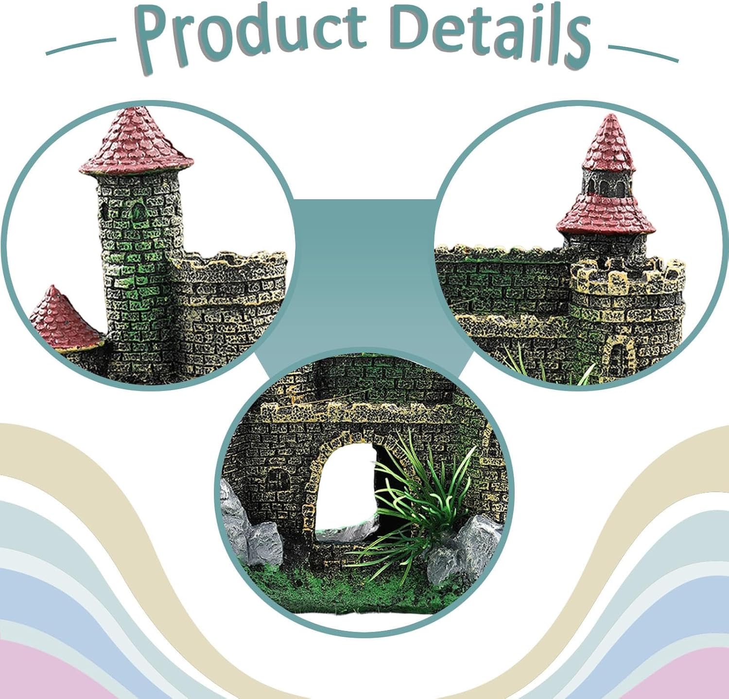 Castle Aquarium Decoration Fish Tank Ornament, Underwater,Aquarium Accessory, Architecture Collection Building Decor Shelter