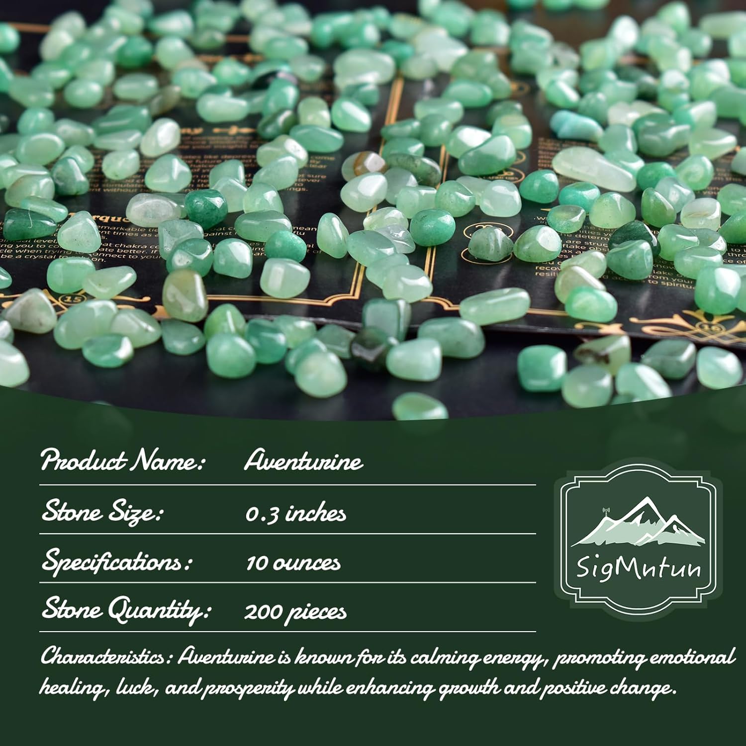 Polished Aventurine Crystal Chips 200 Pcs - 0.3" 10 oz Tumbled Stone Chips Crushed Sea Glass Stones Healing Reiki Crystal Jewelry Making Home Decoration