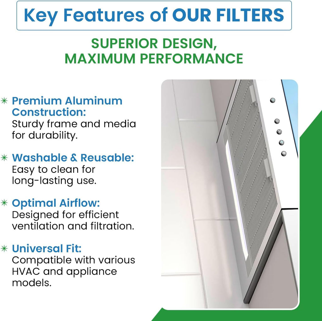 Filter Everything Replacement Aluminum Pre/Post Filter Compatible with Trion Air Cleaners HE1400, MAX5-1400, IAQ1400, AirBear – 12-1/2” x 16” x 3/8” – 2-Pack