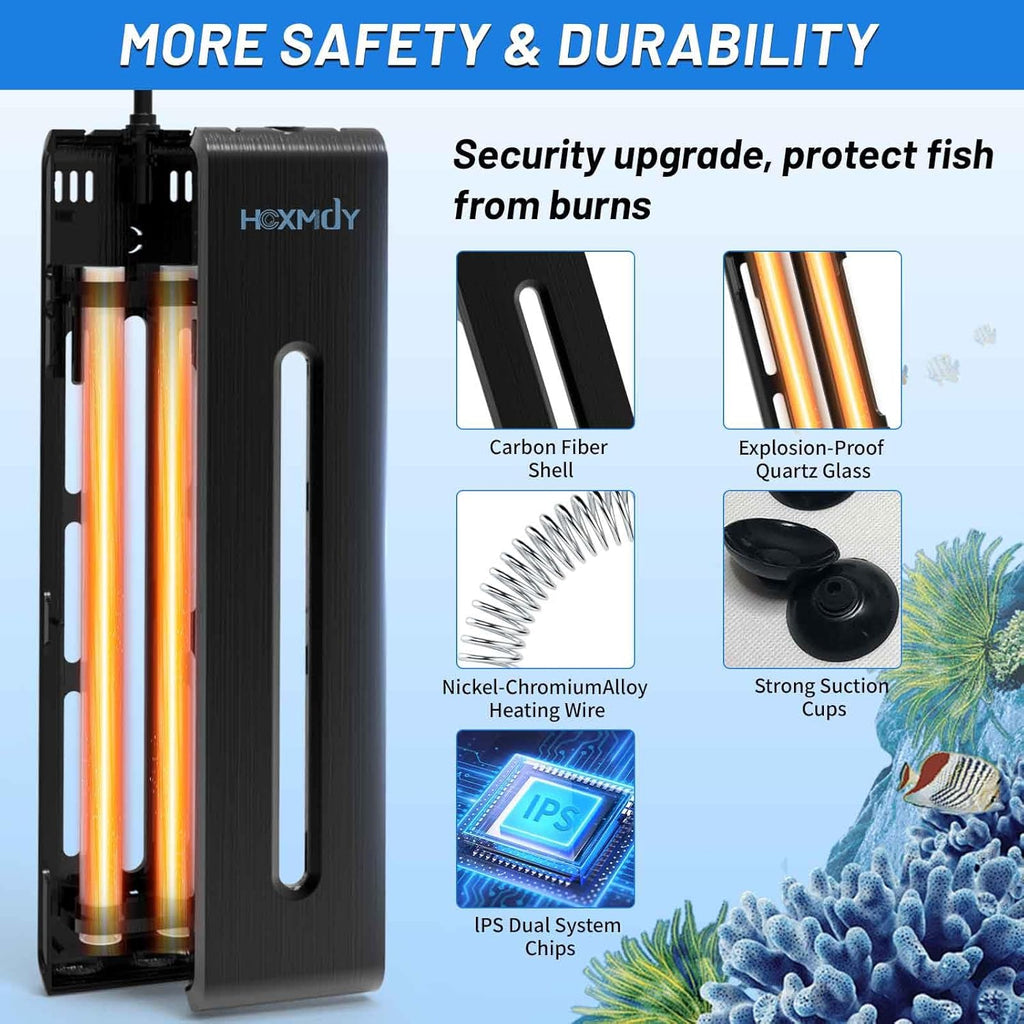 Aquarium Heater - 300W Fish Tank Heater Suitable for 40-75 Gallon, Double Digital Display LED Controller, Double Probe Protection Buzzer with 2 Suction Cups Suitable for Fresh and Saltwater