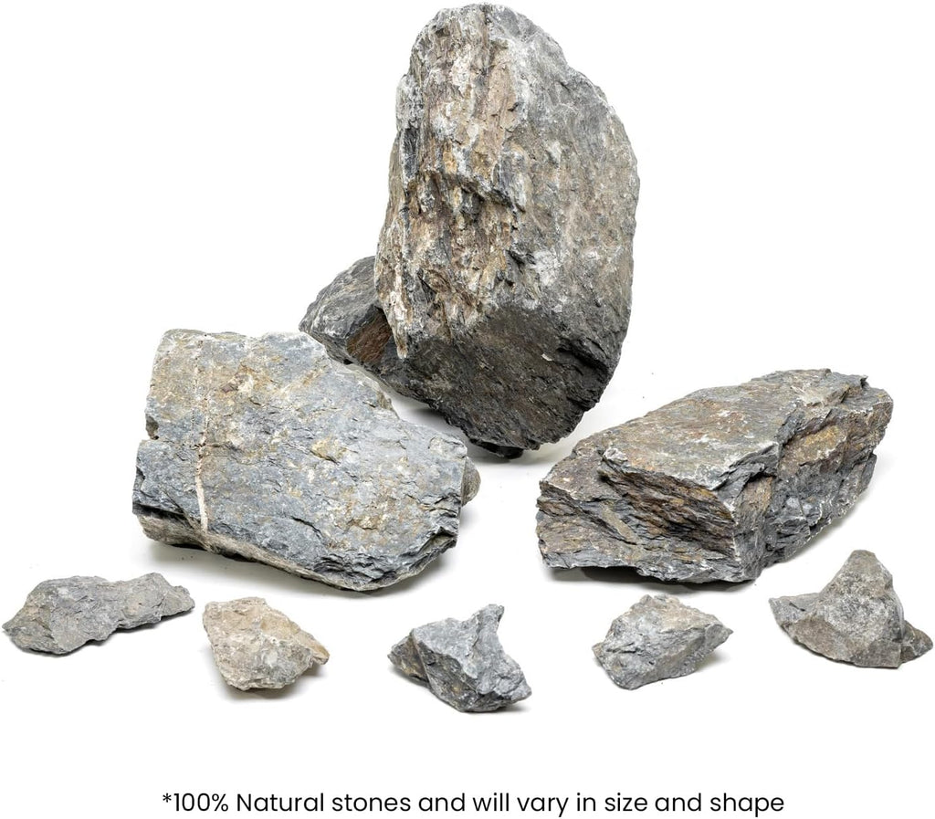 SubstrateSource Natural Stone for Aquarium, Terrarium, Paludarium, Reptile Enclosures - Set of Decorative Rocks for Landcapes, Aquascaping, Fish Tank Decor (Manten Stone, 10 Pounds, 2-6")