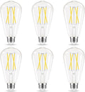 Dimmable LED Edison Bulb, E26 LED Bulb 60 watt Equivalent, Cool White 4000K, ST58 Vintage Light Bulbs, 90+ CRI, 6W 600LM, E26 Base, Clear Glass, 6 Pack