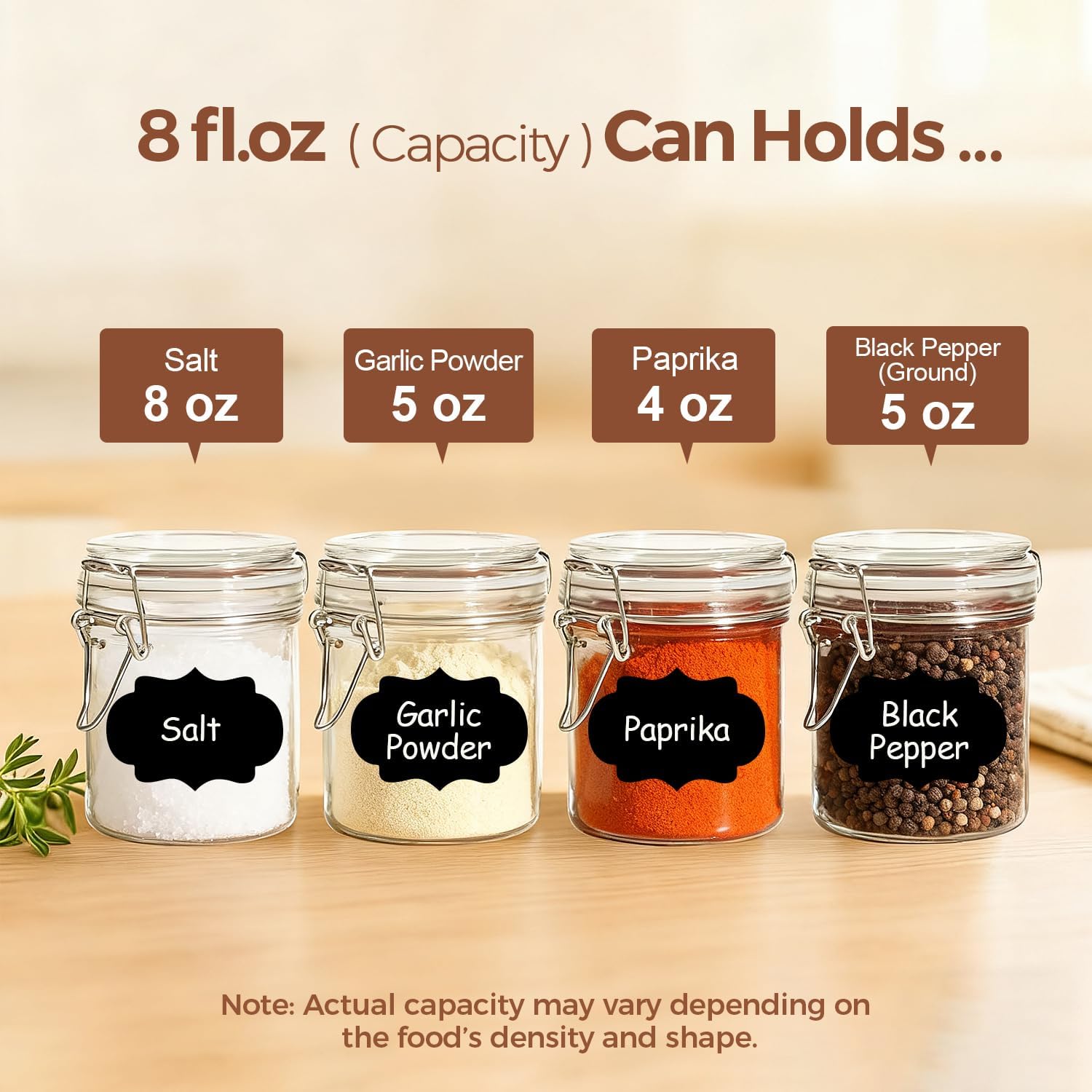 ComSaf 8oz Small Airtight Glass Jars Set of 12 with Lid Food Storage Jar Round, Mini Storage Container with Clear Preserving Seal Wire Clip Fastening for Kitchen Canning, Jam, Spice, Honey, Mason Jars